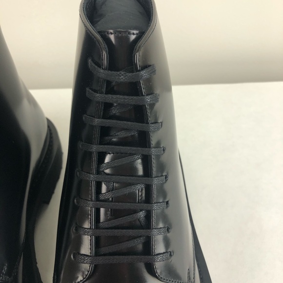 Saint Laurent Black Leather Combat Boots 38 - Picture 5 of 16
